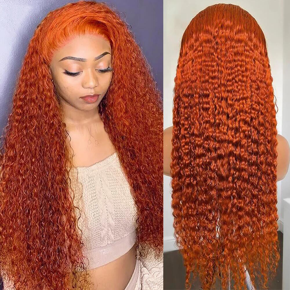 Stema Orange Ginger 13x4 Transparent Lace Front Human Hair Wigs